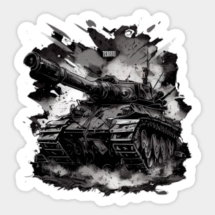 Tank at war. War Machine: A Powerful Tank Design Sticker